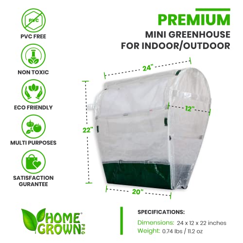 Homegrown-Pro Portable Mini Indoor Greenhouse - Perfect Greenhouses For Outdoors & Indoors Gardening, 24''X22''X12'' Small & Heavy Duty Green Houses For Outside - Ideal Green House Planter For Herbs #TOP1