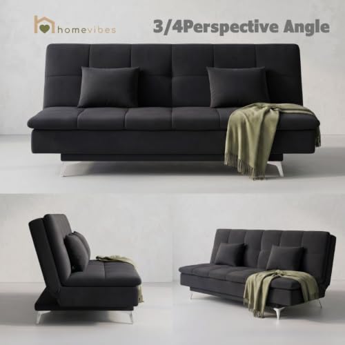 Image of Velum 3 Seater Sofa for Living Room & Office | Premium Fabric Upholstery | Solid Wood Frame | Comfortable Seating | 3 Years Warranty (Dark Grey, Sofa Cum Bed)