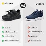 Fitville Męskie Easytop Duo Strap Diabetic Shoes V3 Extra Wide Ortopedyczne Buty Zdrowotne Dla Opuchniętych Stóp Czarny 47 EU X-Szeroki
