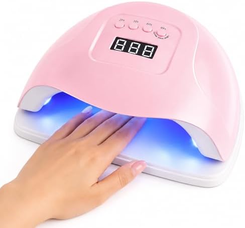 Lámpara secadora uñas LED UV 150W con 4 Temporizadores, Profesional para Gel y Esmalte Semipermanente, Secador de Uñas con Sensor Automático