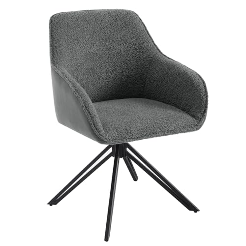 WOLTU Chaise Salle à Manger Pivotante, Chaise Cuisine, Chaise Scandinave, Chaise Ergonomique, avec Dossier et Accoudoirs, Pieds en Métal, Tissu Bouclette,...
