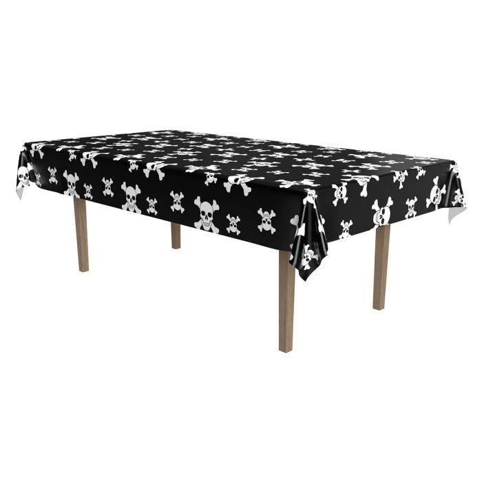 Pirate Plastic Tablecover, 3 ct (Skull & Crossbones)