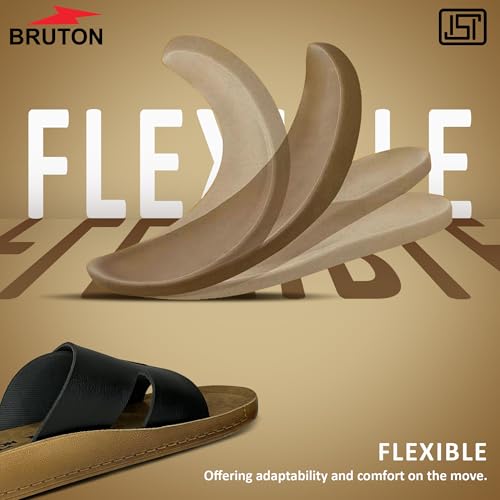 Image of BRUTON Stylish Men's Slippers | Comfortable, Lightweight & Anti-Skid | PU Material Casual Footwear for Office & Daily Use