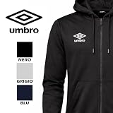Umbro - Lekka bawełniana bluza z zamkiem błyskawicznym z pełnym zamkiem błyskawicznym, bez kaptura, bluza z kapturem męska z bawełny, sportowa, do domu, siłownia, jogging, wypoczynek, Czarny, L