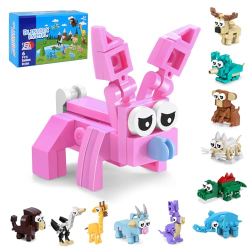 WDBO Bloc de Construction d'animaux pour Enfants – 6 Paquets d'animaux aléatoires, Design 3 en 1, Total de 18 Formes fascinantes, idéal pour Salle de Classe, Noël, Anniversaire, boîte Aveugle (6PC)