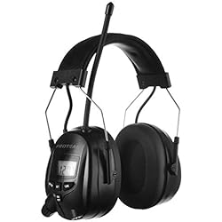Seguridad Auditiva Industrial PROTEAR Protección auditiva con y FM/Am Radio, reducción de Ruido, para construcción y segadora Industrial, SNR 30 dB(Negro), Talla única