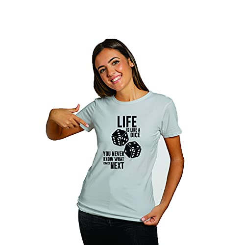 Image of Feel Good Life is Like a Dice Multi Colored Printed Dri Fit T-Shirt for Adults