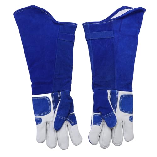 Klanata Guantes para manipulación de animales - Cuero de vaca de plena flor extendido de 23 pulgadas - Equipo de seguridad protector resistente a mordeduras y rayones para veterinarios,