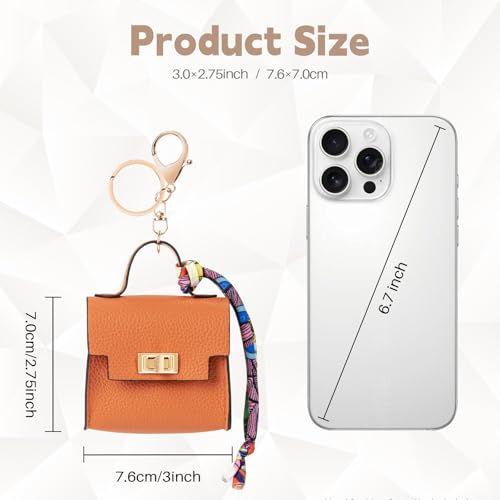 2 PACK Mini Backpack Keychain, Cute Cosmetic Bag for Purse with Wrist Strap, PU Leather Makeup Bag Headphone Pouch for Girls Women, Birthday/Party/Christmas Gifts (Ladder)2