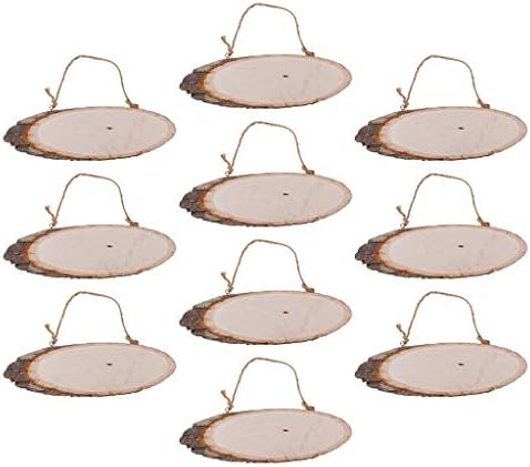 Inzopo 10 Pieces Large Oval Wooden Discs Tree Slices Wood Slices For DIY Craft Wedding