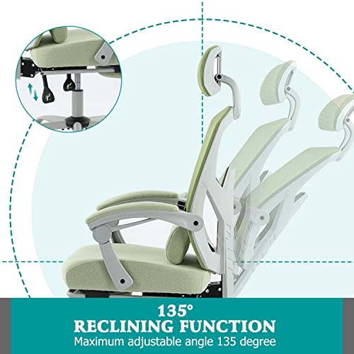 Ergonomic Office Chair, Reclining High Back Mesh Chair, Computer Desk Chair, Swivel Rolling Home Task Chair With Lumbar Support Pillow, Adjustable Headrest, Retractable Footrest And Padded Armrests #TOP3