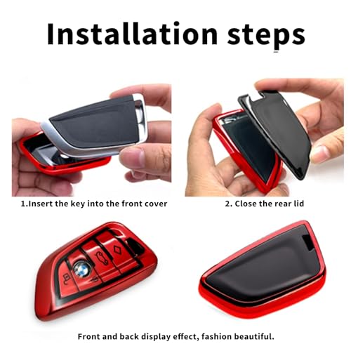 Image of Creativity For BMW X5 Key Fob Cover accessories (Red Key Case) | Advanced soft TPU key box is compatible with F30 F45 F55 G20 G30 X1 X3 X4 X5 X6 X7 3 5 6 7 8 M5 M6 GT series smart key
