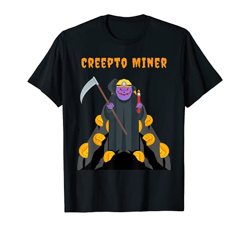 Mens Funny Halloween Shirts for Men-Creepy Bitcoin Miner Costume T-Shirt