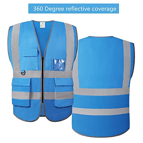 Vicrr High Visibility Safety Vest With Reflective Strips Pockets, Work Vest For Men & Women #TOP1