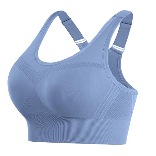 Litherday Sujetador Deportivo Mujer Alto Impacto sin Aros con Almohadillas Extraíbles Bra Deportivo Push Up para Yoga Running Fitness y Entrenamiento Tallas Azul Gris Oscuro XXL