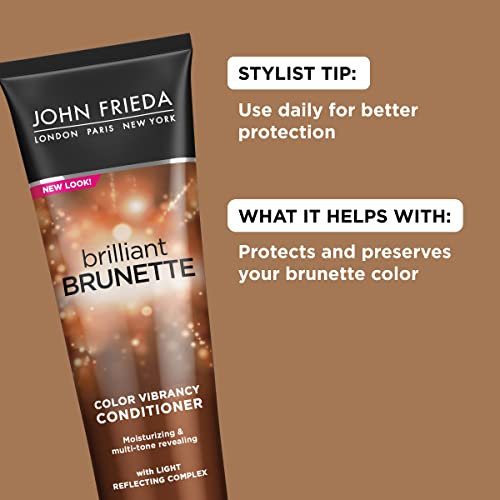 John Frieda Brilliant Brunette Multi-Tone Revealing Color Protecting Conditioner, For Maintaining Color Treated Hair, Anti-Fade Conditioner, 8.45 Oz, With Sweet Almond Oil And Crushed Pearls #TOP2