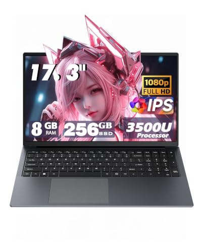 Image of 17 Inch Laptop Computers, with Ryzen5 3500U (3.7GHz), 8GB DDR4 RAM | 256GB SSD, 1080P Display, Type-C, WiFi5, BT, RJ45, Backlit Keyboard, Dual Stereo Speakers