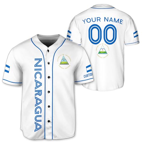 Personalized Nicaragua Baseball Jersey, Nicaragua Jersey Men, Nicaragua Soccer, Nicaragua Jersey Baseball miniatura 1