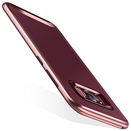Galaxy S8 Plus Case, TORRAS 2 in 1 Hybrid Anti Fingerprint Slim Fit Soft TPU Cover with Hard Plastic Bumper Scratch Resistant Phone Case for Samsung Galaxy S8 Plus, Burgundy/Rose Gold Edge