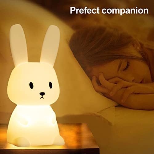 ZKLiLi Night Lights for Kids Room Birthday Gifts Kawaii Teen Night Lamp Rechargeable Toddler Baby Nursery Nightlight Portable Silicone Animal Kids Lamp (Bunny)