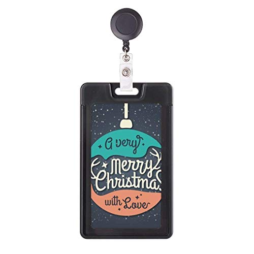Porte-badge rétractable Noël avec guirlande colorée et illustration abstraite pour carte d'accès