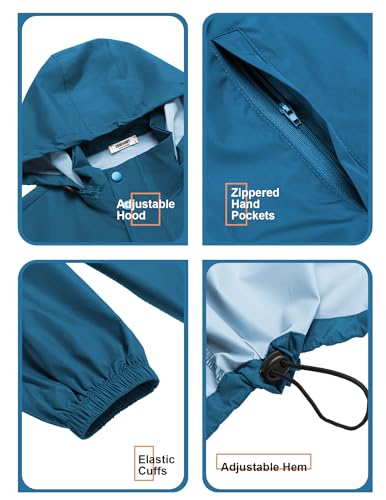 Image of COOFANDY Men's Rain Jacket Waterproof Packable Raincoat Lightweight Rain Shell Hood Travel Golf Hiking Cycling Zip Pockets
