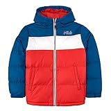 Fila Fila Teens Boys LUI Puffer Jacket Chaqueta, Rojo/Amarillo/Blanco, 158 cm para Niños