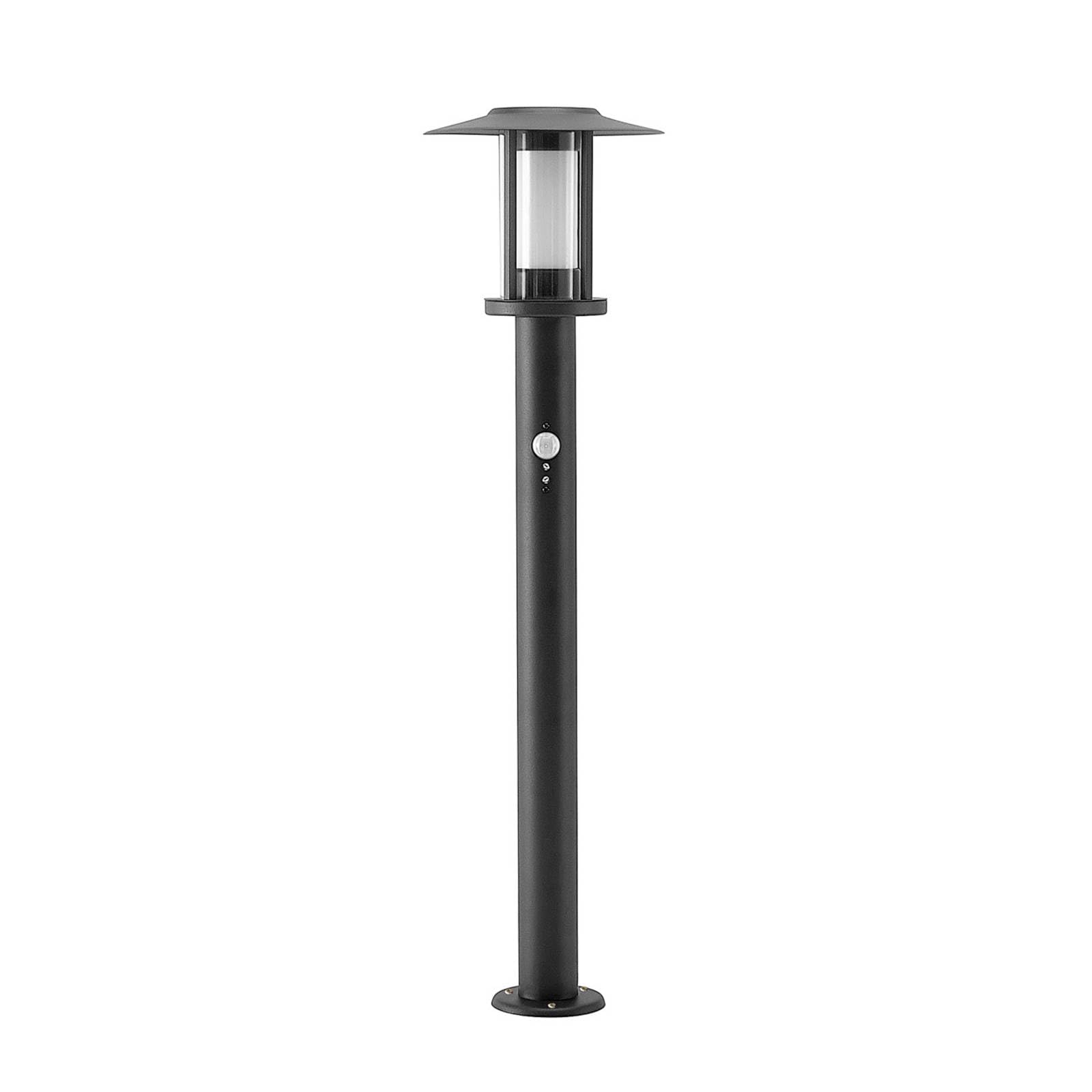 Lindby LED Außenleuchte Gregory mit Bewegungsmelder (spritzwassergeschützt (Modern) in Schwarz aus Edelstahl (1 flammig,) - Wegeleuchte Pollerleuchte Wegelampe Sockelleuchte