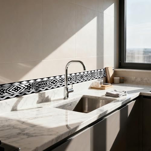 Image of Nuxovilar Silver Gray Metallic Peel Stick Wall Border PVC 3.94x16.4' | Wall Trim, Molding Decal, Peel Stick Border, Adhesive Frame, for Bedroom, Kitchen, Living Room (Industrial Gray)