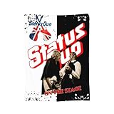CMBNRWLXC Vertikaler Stil Quo Rock Band Status Superweiches Flanelldecke Vollflächiger Druck Einseitig Blanket Anti-Pilling und hypoallergen Praktisch für Bett/Camping/Reise Schwarz 76x102cm