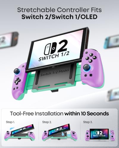 Image of OIVO VGA DESIGN Switch Controller Handheld for 1 /2 /OLED, Ergonomic Grip Stretch Joypad for SW Console, Wireless Controller with TMR Joysticks, RGB Lighting, Turbo, 4 Macros & Card Slot
