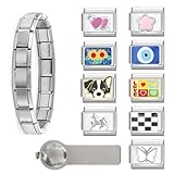 ITingstere Italian Charms Set 9Pcs Butterfly Love 9mm Modular Charm Bracelet Link Handmade DIY Module Jewelry Gifts