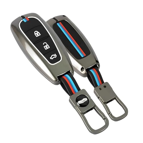 Image of KINGSWAY Maruti Suzuki Car Key Cover and Keychain Perfect Shape and Compatible with 3 Buttons Smart Key of All Maruti Suzuki Cars, Remote Key Shell, Car Key Chain Cover, 360 Protection, Gunmetal Grey