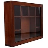 UKCOCO Caja de Joyería Vintage Grande de Madera Maciza con 9 Compartimentos y Tapa Transparente, Caja para Guardar Anillos y Accesorios, Organizador para Dormitorio y Colección de Joyas