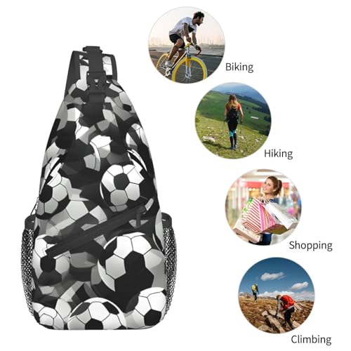 Morrales Crossbody con Estampado Balón de Fútbol Blanco y Negro miniatura 6
