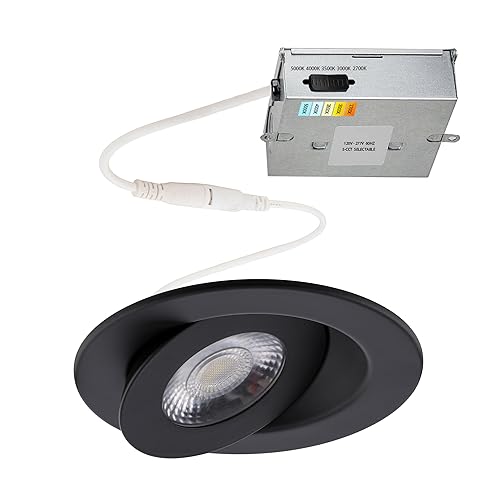 WAC Lighting Lotos 6in LED Round Adjustable 5-CCT Selectable 2700K-3000K-3500K-4000K-5000K Recessed Kit in Black