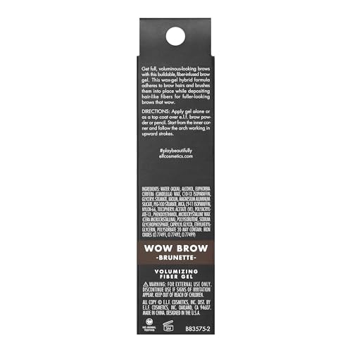 e.l.f. Wow Brow Gel, Volumizing, Buildable, Wax-Gel Hybrid, Creates Full, Voluminous-Looking Brows, Locks Brow Hairs In Place, Brunette, Fiber-Infused 3.5g - Image 2