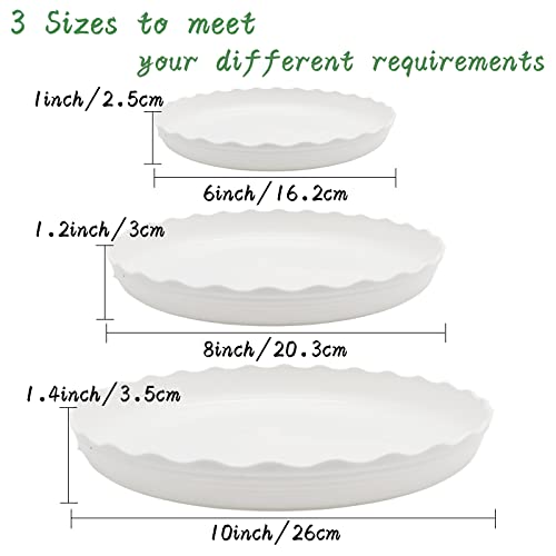 Ojyudd 12 Pack Plastic White Round Wave Plant Saucer,Plastic Plant Trays Flower Plant Pot Saucer,Large Plant Plate Dish (6 Inch/8 Inch/10 Inch) #TOP1