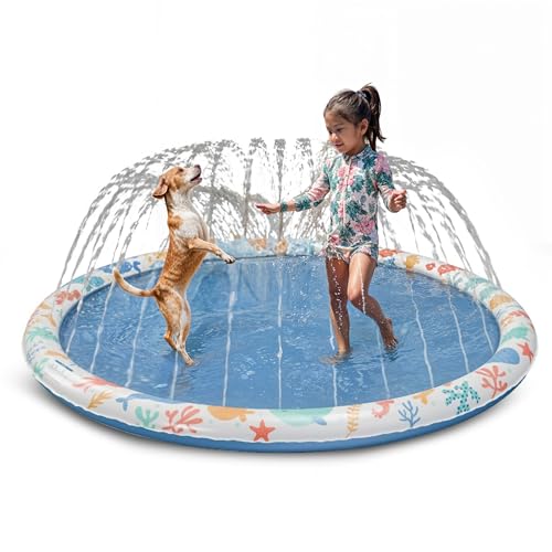 Splash Pad Sprinkler for Kids &ndash; Large 66' Non-Slip Pad, Fun Outdoor Water Toy, Toddlers and Children Ages 1-8, Durable Splash Pads for Backyard, Summer Activities, and Playtime, Best Way to Cool Off