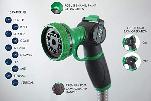 ikris Metal Lever Garden Hose Nozzle 10-Pattern One-Touch Sprayer - Thumbnail 3