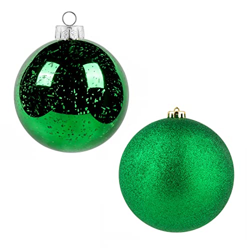 XmasExp 6in Large Christmas Ornaments Christmas Ball Ornaments Giant Tree Decoration Shatterproof Decorative Hanging Balls for Holiday Party Decor(Green, 2pcs)