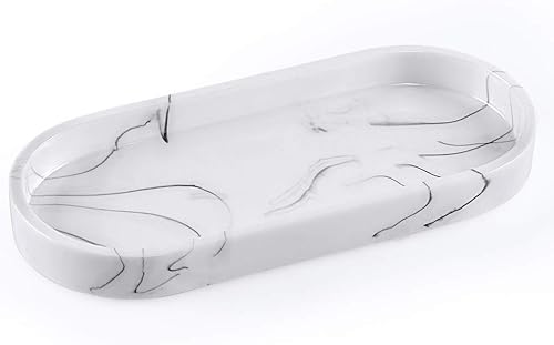 Bandeja ovalada para tocador de baño, bandeja antideslizante para tanque de inodoro, plato de almacenamiento de resina para jabones, velas,
