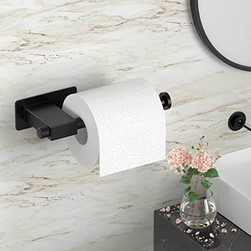 Toilettenpapierhalter Ohne Bohren - GGQ Klopapierhalter Schwarz Matt Selbstklebend Toilettenrollenhalter, klorollenhalter, Rollenhalter WC Papier Halterung Edelstahl für Badezimmer Cover