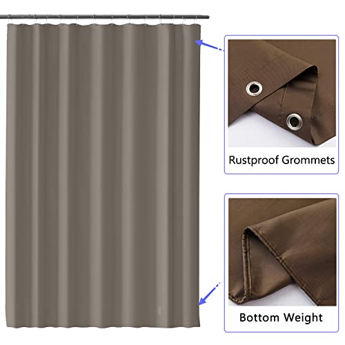Image of LLSCL Brown Fabric Shower Curtain Liner with Magnets, Waterproof Hotel Quality, 72 x 72 Machine Washable