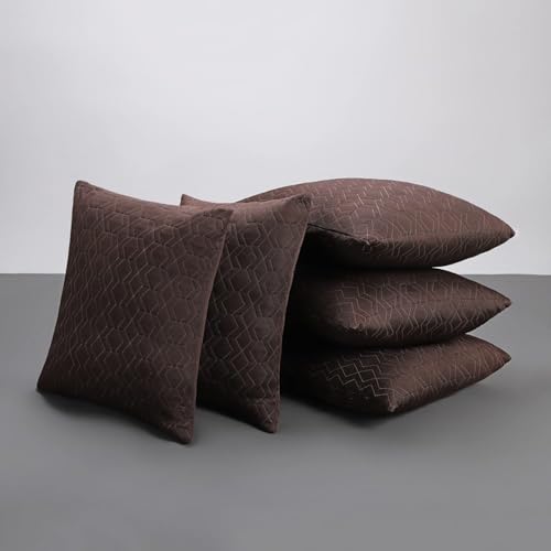 Image of LA VERNE Luxury Premium Cloth Microfibre Blown Technology Filled Cushion Filler Pack of 5 (16 inchX16 inch) (Dark Brown .)