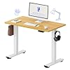 FLEXISPOT Standing Desk Electric Height Adjustable Desk with 40 x 24 Inch Splice Board, Home Office Computer Workstation, Maple Top + White Frame