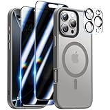 Meifigno Case for iPhone 16 Pro Max 6.9', [with 2X Privacy Screen Protectors & 1X Lens Protector] [Compatible with MagSafe] [15FT Military Drop Protection] Shockproof Case for iPhone 16 ProMax, Grey