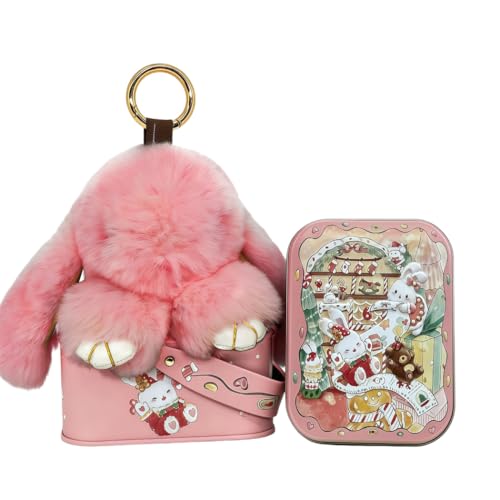 Image of Bunny Keychain with Tin– 5.8" Soft Plush Handmade Charm, 16 Colors – Fun Graduation Gift & Stylish Summer Bag Accessory