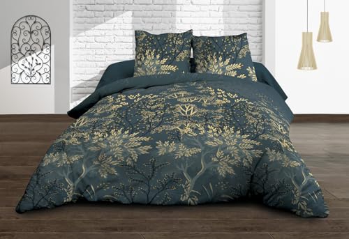 Housse de Couette 220x240 + 2 taies - Pur Coton 57 Fils - Hevea, Vert