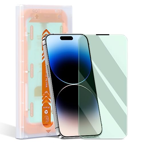 Zuslab Tempered Glass Screen Protector Compatible With Iphone 14 Pro 6.1'' 2022, 【With Easy Auto-Align Install Kit】【Anti Blue Light】【Full Coverage】 Sensor Protection Filter Cover, 1 Pack #TOP18